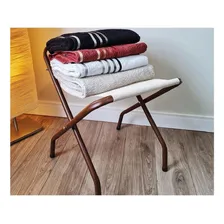 Suporte Mala Amadeirado E Bege Com Encosto Zaka - Hoteis Foto mini 3