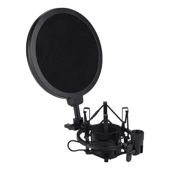 Suporte Microfone Shock Mount Com Pop Filter Smpf-01 Saty Cor Preto Foto 1