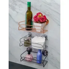 Suporte Multiuso Shampoo Banheiro Com Ventosa Rosé Gold Luxo Foto mini 4