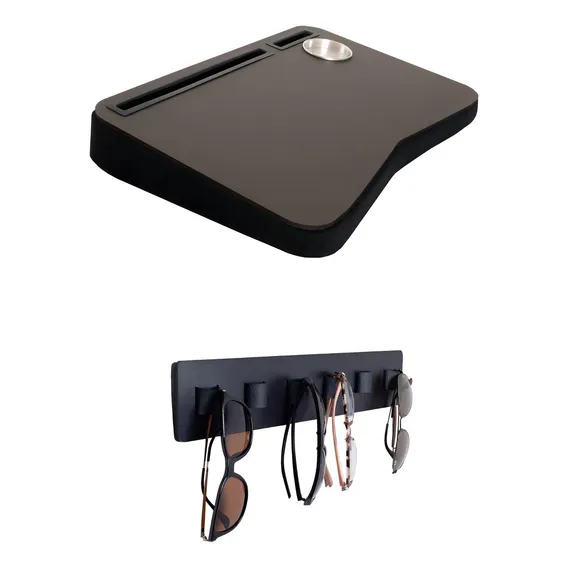 Suporte Notebook Base Espuma Com Suporte Oculos Couro. Kit Foto 1