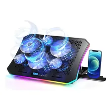 Suporte Notebook Gamer Rgb Ergonomico 6 Fans Coller Celular. Cor Preto Foto mini  2