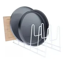 Suporte Organizador Aramado Para Tampas De Panela, Formas Cor Branco Foto mini 1