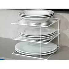 Suporte Organizador Prato Pia Aramado Branco Armario Cor Organizador Prato Branco Foto mini  2