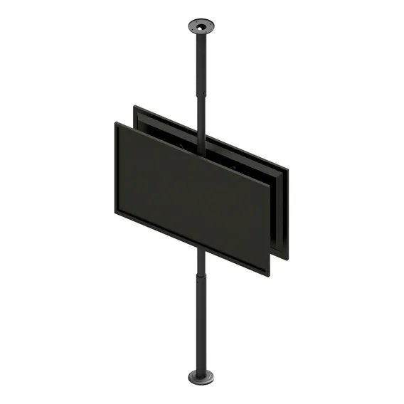 Suporte P/ 2 Tvs 10 A 65 Teto Ao Chão - Frente E Verso Cor Preto Foto 1