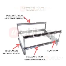Suporte P/ Churrasqueira Regulável Inox P/ 4 Espetos 49cm Foto mini 3
