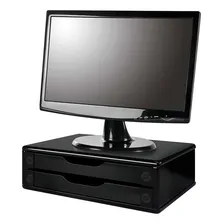 Suporte P/ Monitor 2 Gavetas Mdf Black Piano 3346 Souza Foto mini 1