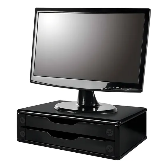 Suporte P/ Monitor 2 Gavetas Mdf Black Piano 3346 Souza Foto 1