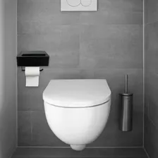 Suporte Papel Higiênico 3 Em 1 Porta Lenço Umedecido Celular Cor Preto Foto mini 2