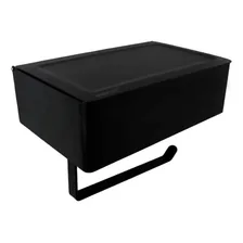 Suporte Papel Higiênico 3 Em 1 Porta Lenço Umedecido Celular Cor Preto Foto mini 1