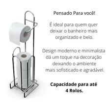 Suporte Papel Higiênico Aço Reforçado Grosso Cromado 4 Rolos Cor Suporte Cromado Foto mini 3