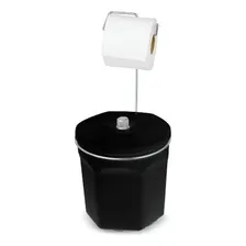 Suporte Papel Higiênico Com Lixeira Em Aço Cromado Passerini Foto mini 1