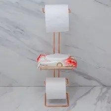 Suporte Papel Higiênico De Chão Duplo Rose Gold Porta Objeto Foto mini 3