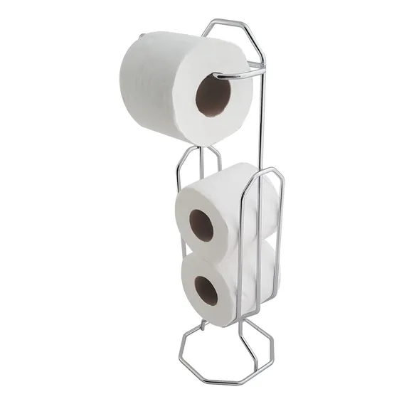 Suporte Papeleira Chão Porta Papel Higiênico 3 Rolos Cromado Foto 1