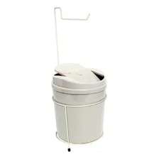 Suporte Papeleira Com Lixeira 5l Basculante Banheiro Branco Foto mini 1
