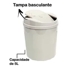 Suporte Papeleira Com Lixeira 5l Basculante Banheiro Branco Foto mini 3