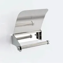 Suporte Papeleira Com Tampa Para Papel Higiênico Aço Inox Foto mini 3