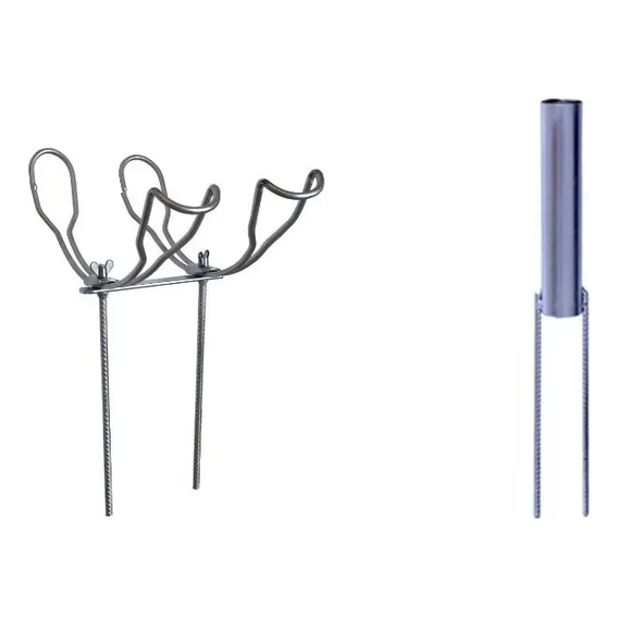 Suporte Para 2 Varas De Pesca E Suporte Guarda Sol Chão -kit Cor Galvanizado Foto 1