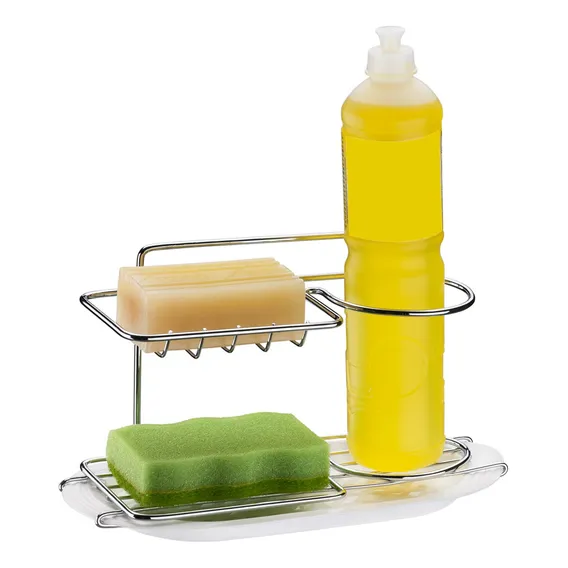 Suporte Para Detergente Esponja Sabão Cromado Pia Cozinha Foto 1