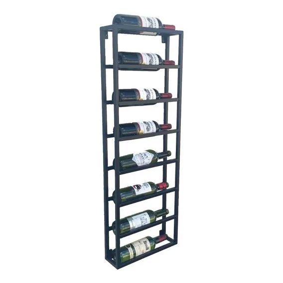 Suporte Para Garrafas Ferro Tipo Industrial Adega P/ Vinhos Cor Preto Foto 1