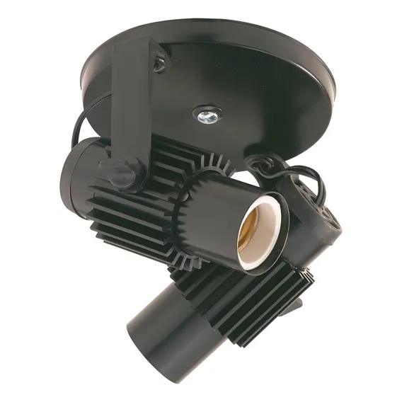 Suporte Para Lâmpada De Banheiro Duplo Preto Spot Aletado Foto 1