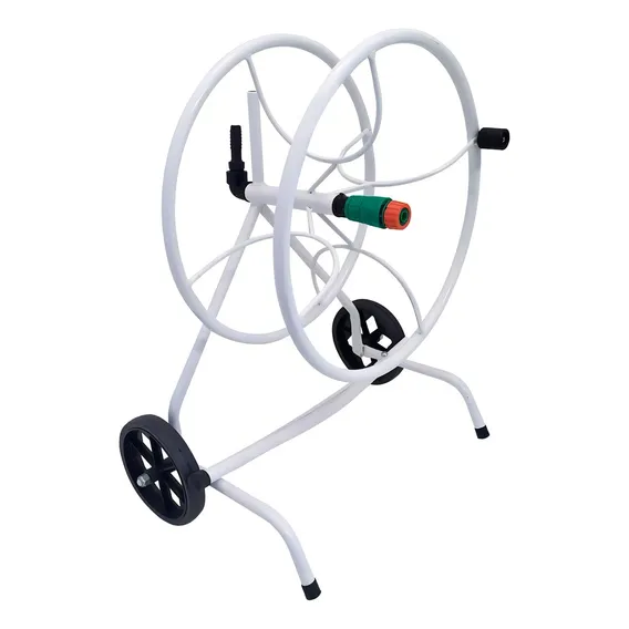 Suporte Para Mangueira Com Rodas Branco Foto 1
