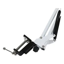 Suporte Para Microfone Metal Pedestal Mesa Articulado Branco Foto mini 4