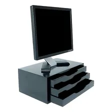 Suporte Para Monitor 3 Gavetas Mdf Black Piano 3347 Souza Foto mini 3