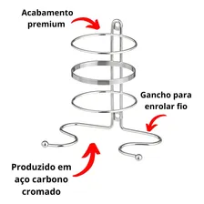 Suporte Para Secador De Cabelos Porta Secador De Parede Cabo Cor Cromado Foto mini  3