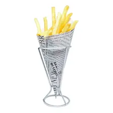 Suporte Para Servir Batata Frita No Cone Metal Cromado Foto  mini 1
