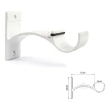 Suporte Para Varão Simples 100% Alumínio Grosso 28mm 3 Peças Cor Branco Perfil Foto mini  2