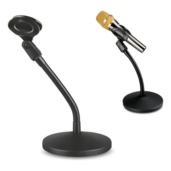 Suporte Pedestal Mesa Para Microfone Base Redonda Gooseneck Foto 1