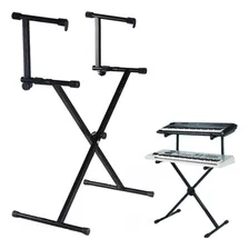 Suporte Pedestal Tripé Apoio Duplo Em X P/ 2 Teclados Pianos Foto  mini 1