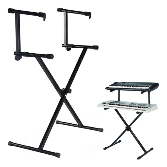 Suporte Pedestal Tripé Apoio Duplo Em X P/ 2 Teclados Pianos Foto 1