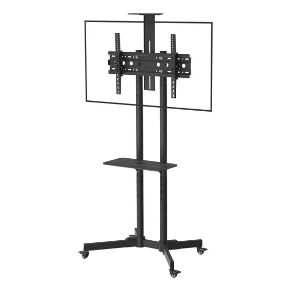 Suporte Pedestal Tv Até 70'' Para Piso De Chão Com Rodinhas Cor Preto Foto 1