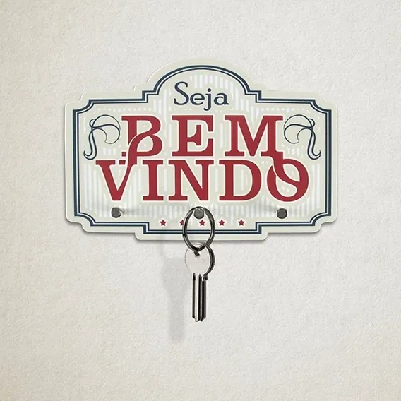 Suporte Porta Chave Bem Vindo Retro Foto 1