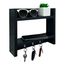Suporte Porta Chaves Organizador Decorativo Parede Madeira Foto mini 1