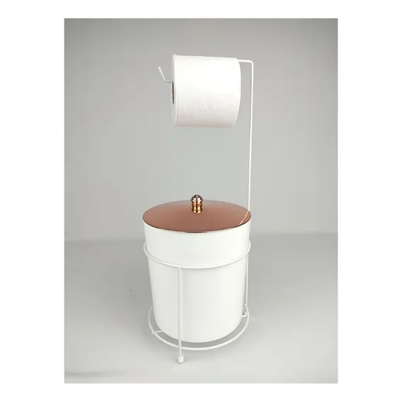 Suporte Porta Papel Hig Papeleira Lixeira Banheiro Rose Gold Foto 1