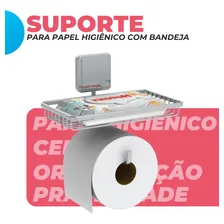 Suporte Porta Papel Higiênico Papeleira Com Suporte Celular Foto mini 3