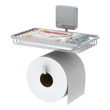 Suporte Porta Papel Higiênico Papeleira Com Suporte Celular Foto mini 1