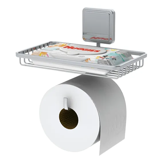 Suporte Porta Papel Higiênico Papeleira Com Suporte Celular Foto 1
