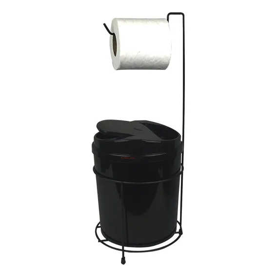 Suporte Porta Papel Higiênico Lixeira Basculante Banheiro Foto 1