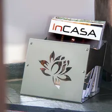 Suporte Porta Revista - Revisteiro Inox Polido - Chão Foto mini 4
