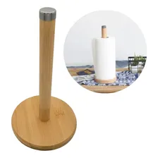 Suporte Porta Rolo Papel Toalha Bambu Vertical Bancada Cor Be Foto  mini 1