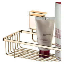 Suporte Porta Shampoo Sabonete De Parede Box Ventosa Dourado Foto mini 3