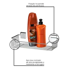 Suporte Porta Shampoo Sabonete Parede Aço Inox 7501 Future Foto mini 4