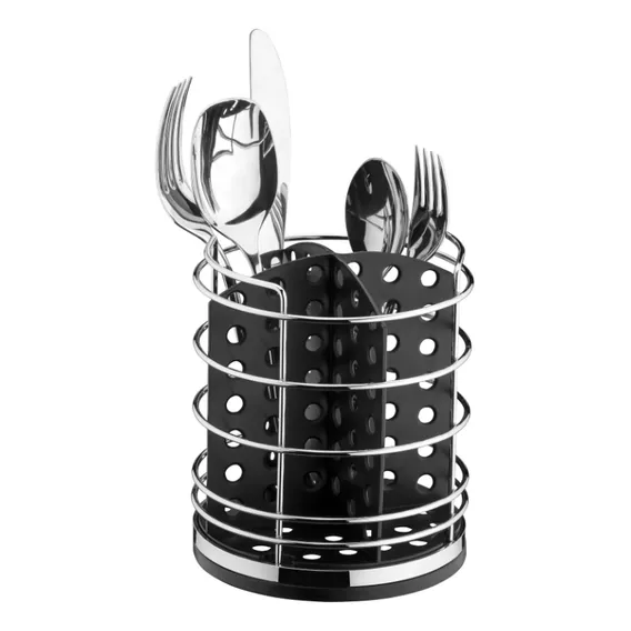 Suporte Porta Talheres Preto Suporte Cozinha Aço Cromado Foto 1