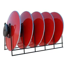 Suporte Porta Tampa Panela 5 Divis贸rias Organizador Cozinha Cor Preto Foto mini 1
