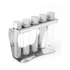 Suporte Porta Temperos Inox Polido Com 5 Tubetes De Balcão Foto  mini 1