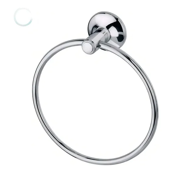 Suporte Porta Toalha Argola Metal Toalheiro Gris Cromado Foto 1