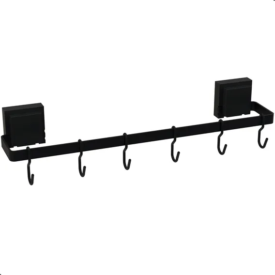 Suporte Porta Utensílios 6 Ganchos Com Ventosa Preto Max Foto 1